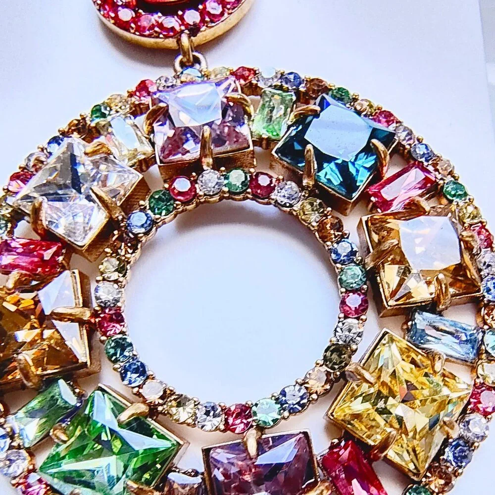 J.CREW RAINBOW CRYSTAL COCKTAIL EARRINGS - Picture 8 of 10
